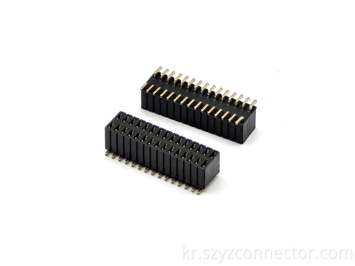 1.27mm*2.54mm Pitch Female Header Connector Dual Row SMT H4.6mm 2*15P